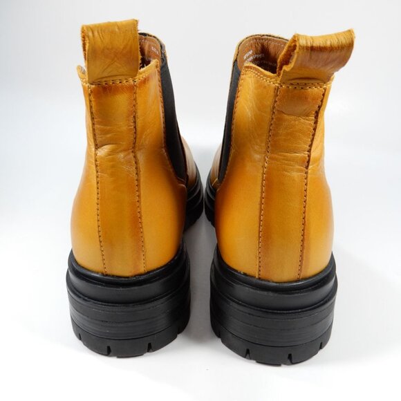 Miz Mooz Levona Chelsea Boots Size 38 7.5 8 Lug Sole Ochre Yellow Leather NEW - Picture 10 of 15